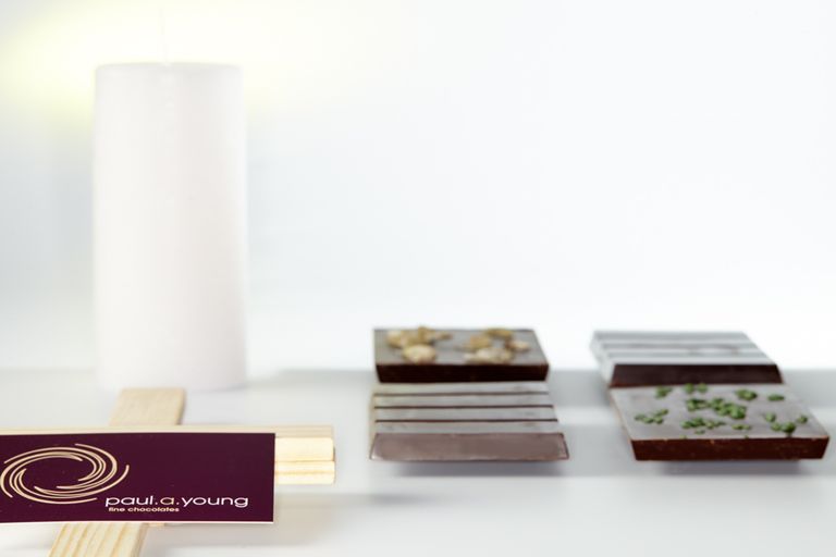 chocolate recipes, paul a young, chilli, peppermint, dark chocolate with stem ginger, dominican republic