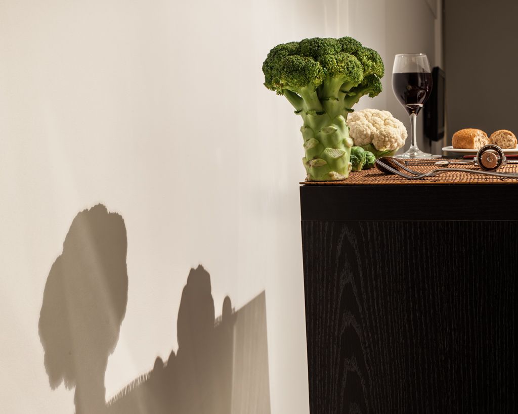 shadow of my former health, broccoli, cauliflower, meal, shadow